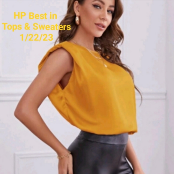 SHEIN Tops - ⚡️Mustard retro look satin shell blouse
